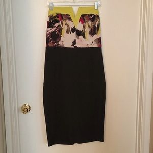 Black lime green floral size 16 XL strapless